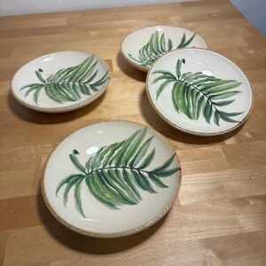 SET of 4 CMG Handmade Ceramic Pottery Leaf Pattern Side Bowls Made in Portugal